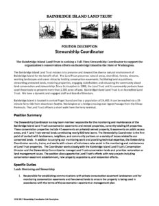 Stewardship coordinator job description